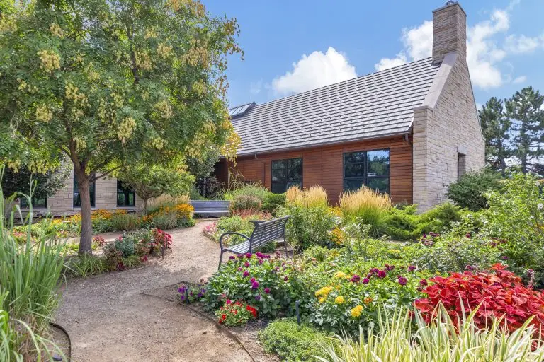 Spiritual Garden with Flowers and Walking Path